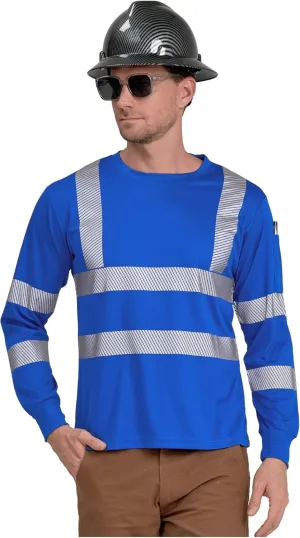 AYKRM Safety High Visibility Long Sleeve Construction Work Shirts Class 3 Workwear | Hi Vis Shirt