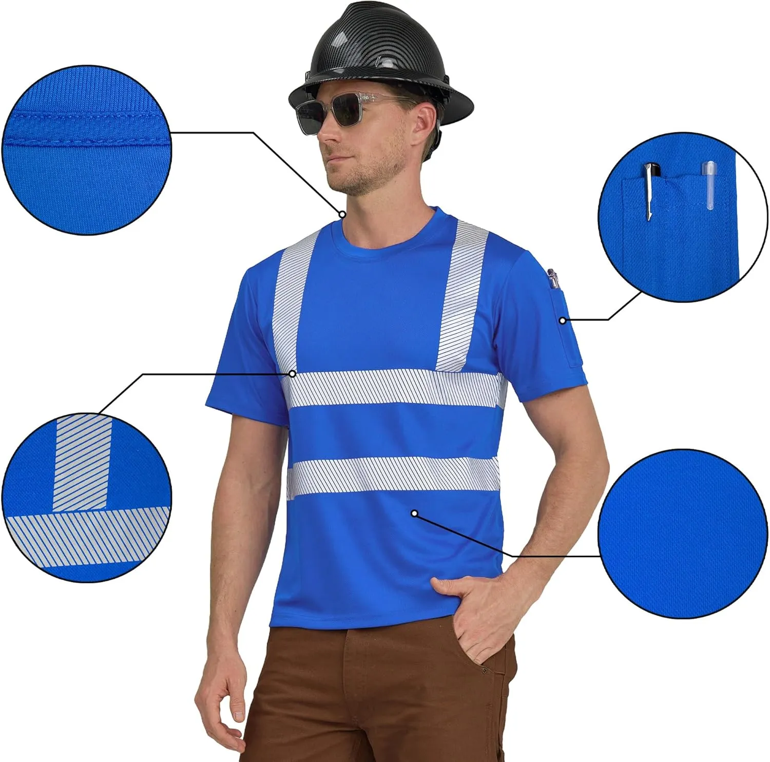 AYKRM Safety High Visibility Long Sleeve Construction Work Shirts Class 3 Workwear | Hi Vis Shirt