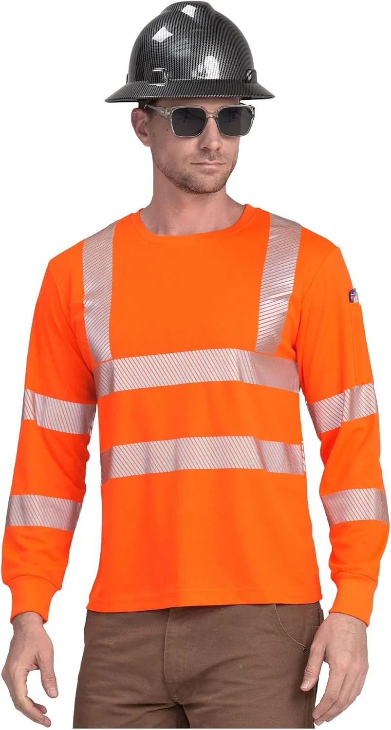 AYKRM Safety High Visibility Long Sleeve Construction Work Shirts Class 3 Workwear | Hi Vis Shirt