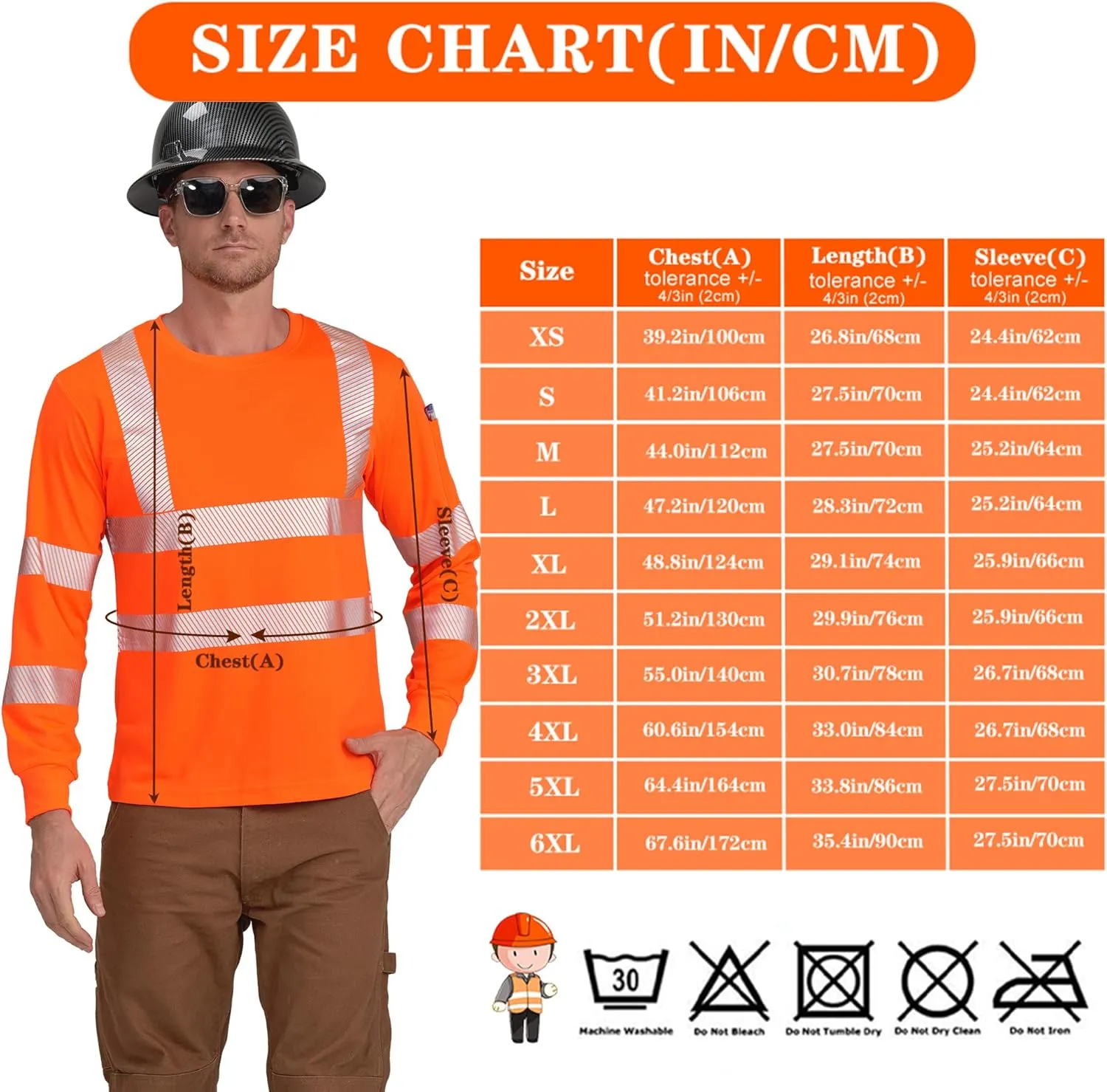 AYKRM Safety High Visibility Long Sleeve Construction Work Shirts Class 3 Workwear | Hi Vis Shirt