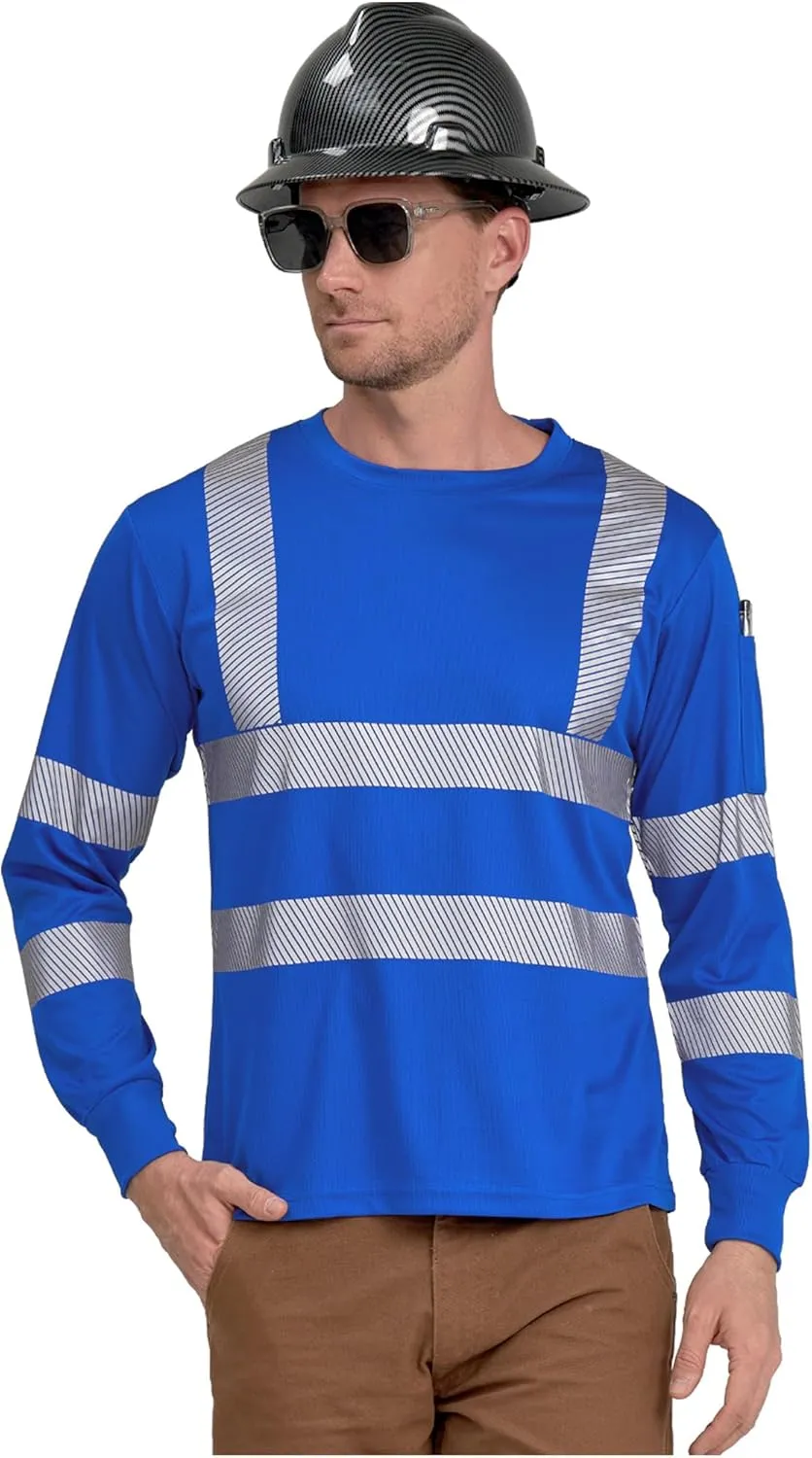 AYKRM Safety High Visibility Long Sleeve Construction Work Shirts Class 3 Workwear | Hi Vis Shirt