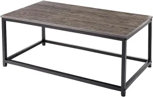 AZL1 Life Concept Coffee Table with Metal Frame,Clean, contemporary design meets rustic industrial style，for living room, office, Dark Brown/Black