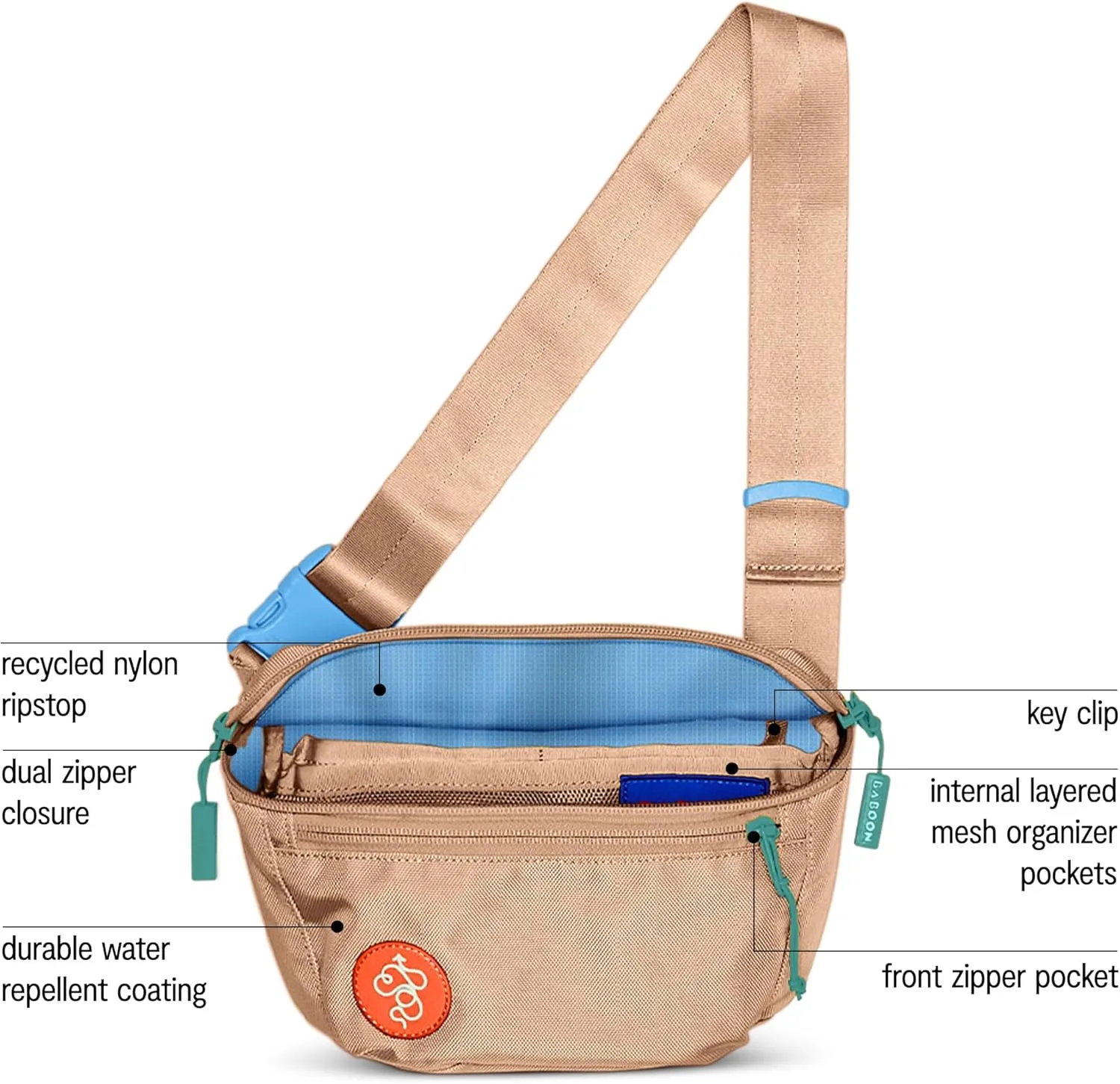 Baboon to the Moon Full Size Fanny Pack 3L – Womens Crossbody, Belt Bag for Women, Fanny Pack for Men, Crossbody Bags for Women Travel, Waist Bags