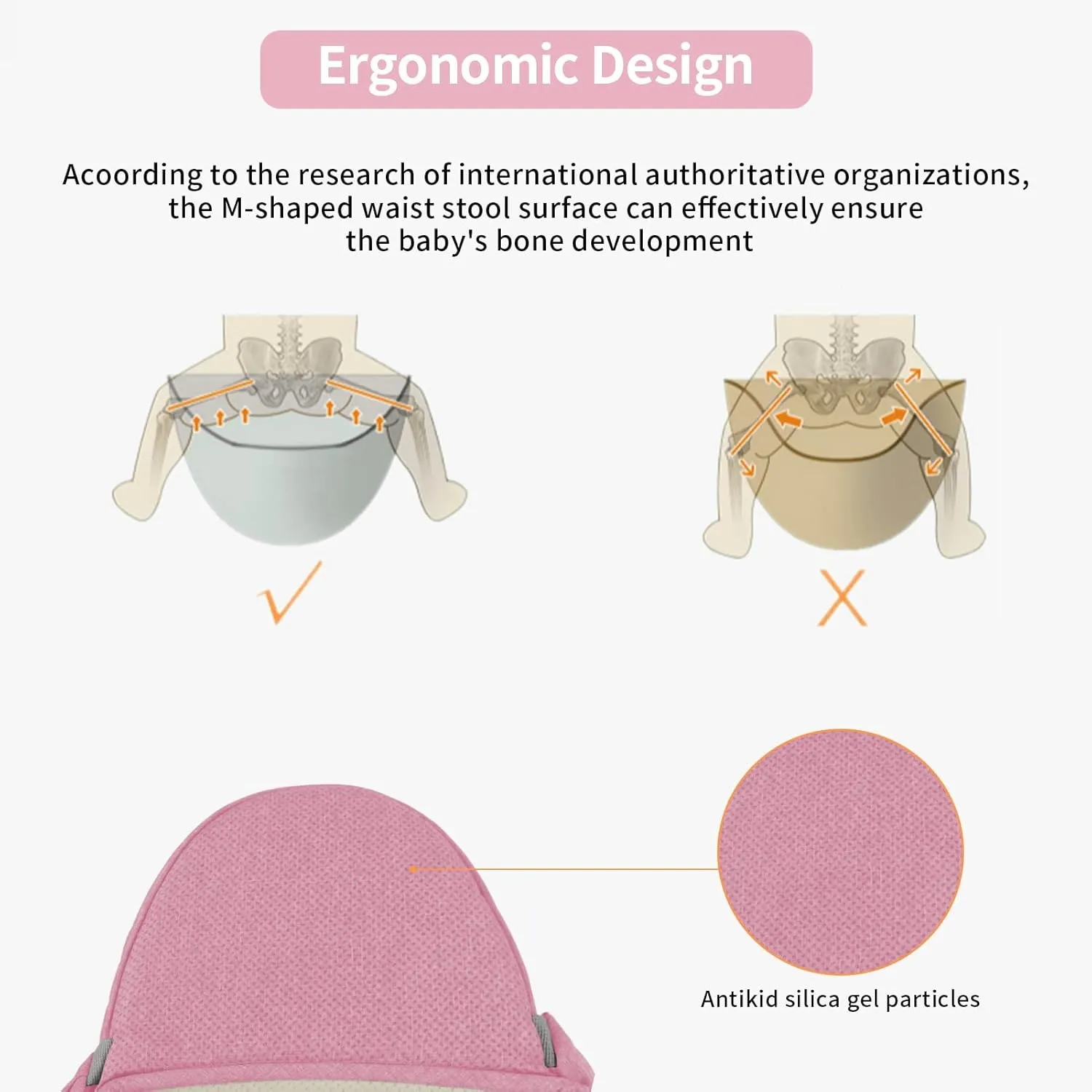 Baby Hip Seat Carrier - Ergonomic Infant Waist Stool with Hip Seat - Kangaroo Bag Front & Back Baby Holder - 3-36 Months (New Pink)