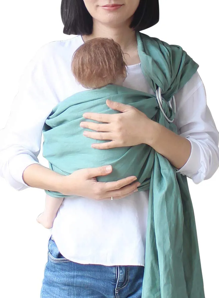 Baby Ring Sling Baby Carrier, Extra Soft Baby Sling Carrier for Newborn to Toddler, Lightweight Breathable Adjustable Baby Wrap Sling, Green