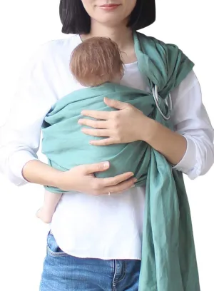 Baby Ring Sling Baby Carrier, Extra Soft Baby Sling Carrier for Newborn to Toddler, Lightweight Breathable Adjustable Baby Wrap Sling, Green