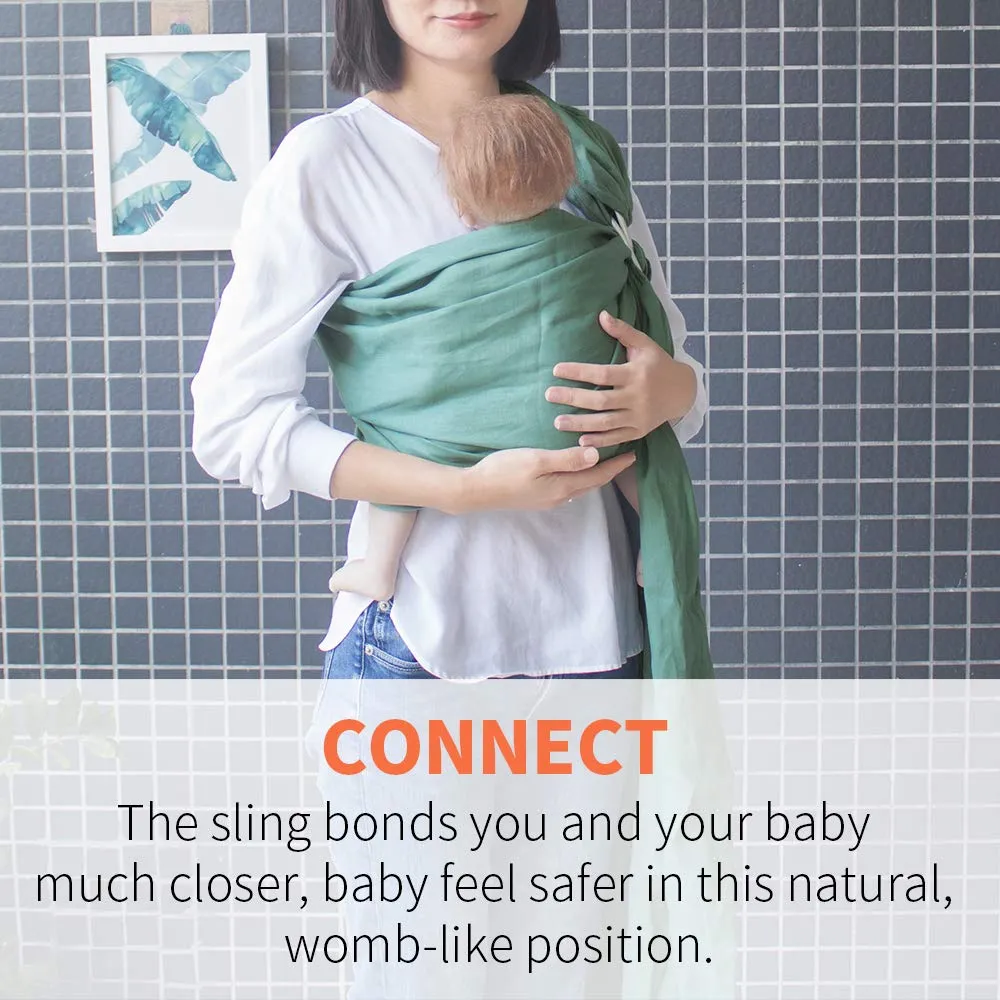 Baby Ring Sling Baby Carrier, Extra Soft Baby Sling Carrier for Newborn to Toddler, Lightweight Breathable Adjustable Baby Wrap Sling, Green