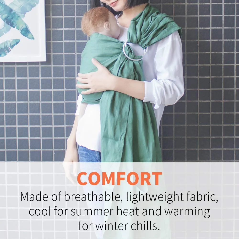 Baby Ring Sling Baby Carrier, Extra Soft Baby Sling Carrier for Newborn to Toddler, Lightweight Breathable Adjustable Baby Wrap Sling, Green