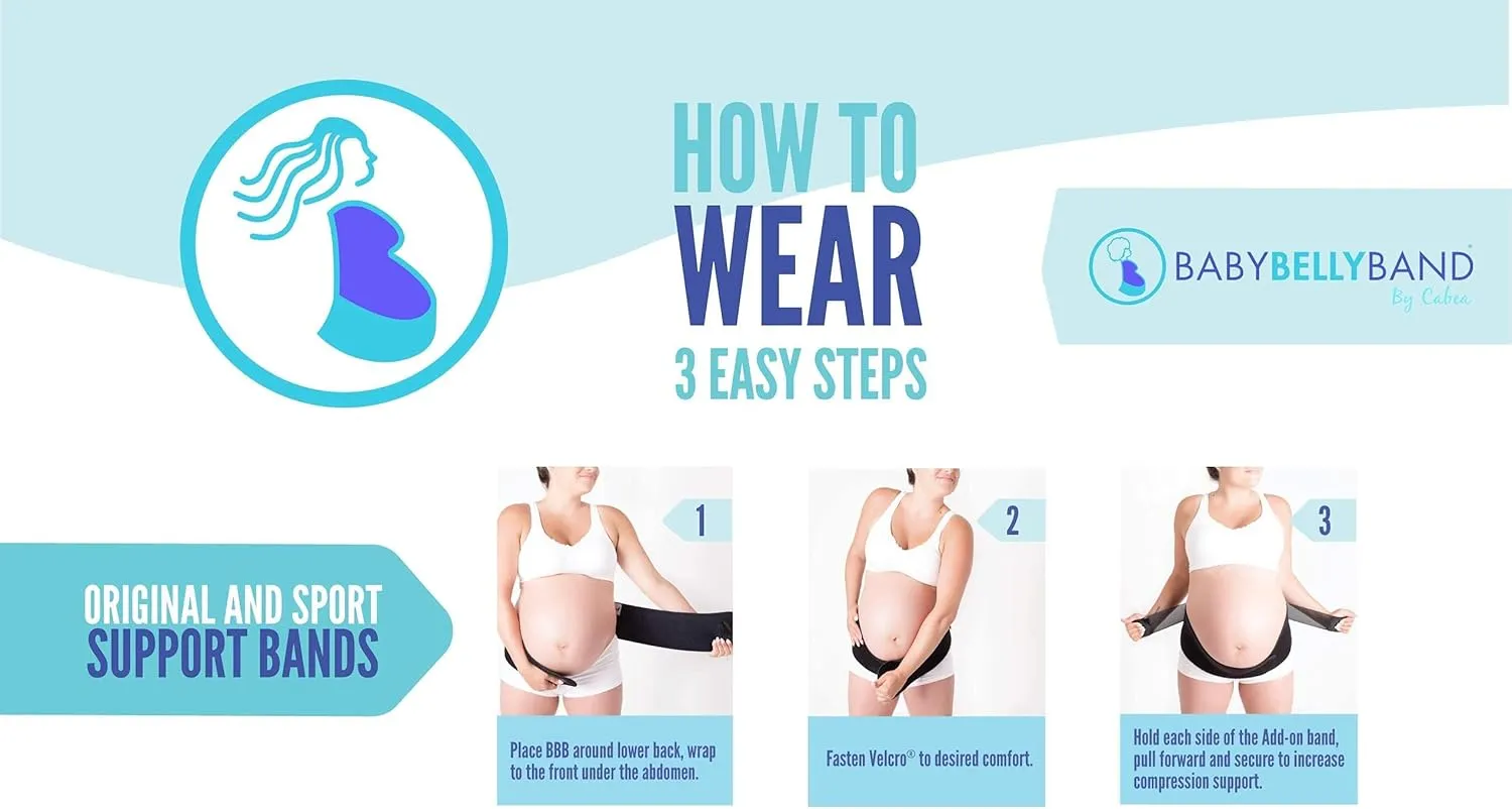 Babybellyband 2-in-1 Original Pregnancy Belly Band Maternity Belt, Adjustable Pregnancy and Postpartum Belly Wrap Provides Relief and Supports Back, Joint, and Hips