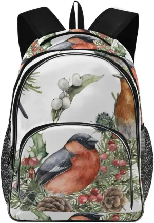 Backpacks 22L Three Layer Arc Book Bag Lightweight for Travel Camping Hiking Rucksack Daypack Kids & Adults Birds Spruce Branches