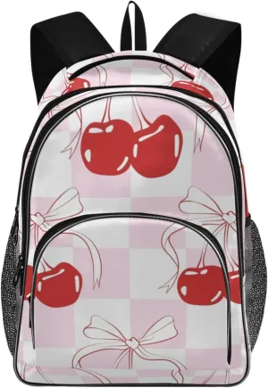 Backpacks 22L Three Layer Arc Book Bag Lightweight for Travel Camping Hiking Rucksack Daypack Kids & Adults Cherry Bow