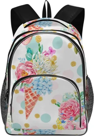 Backpacks 22L Three Layer Arc Book Bag Lightweight for Travel Camping Hiking Rucksack Daypack Kids & Adults Ice Cream Flowers