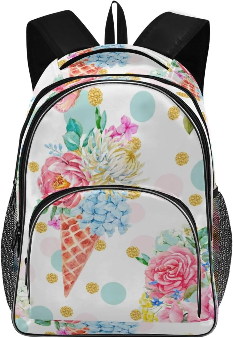 Backpacks 22L Three Layer Arc Book Bag Lightweight for Travel Camping Hiking Rucksack Daypack Kids & Adults Ice Cream Flowers
