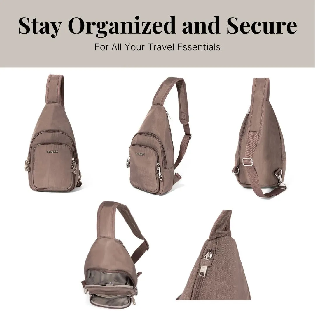 Baggallini Anti-Theft Daytripper Sling 7x12 Crossbody Travel Safe Bag W/Securtex Locking Zippers, Slash-Resistant & RFID