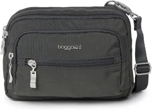Baggallini Triple Zip Small Crossbody Bag for Women