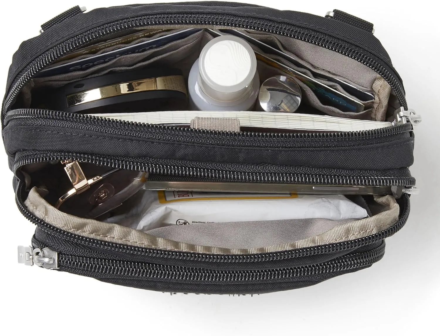 Baggallini Triple Zip Small Crossbody Bag for Women
