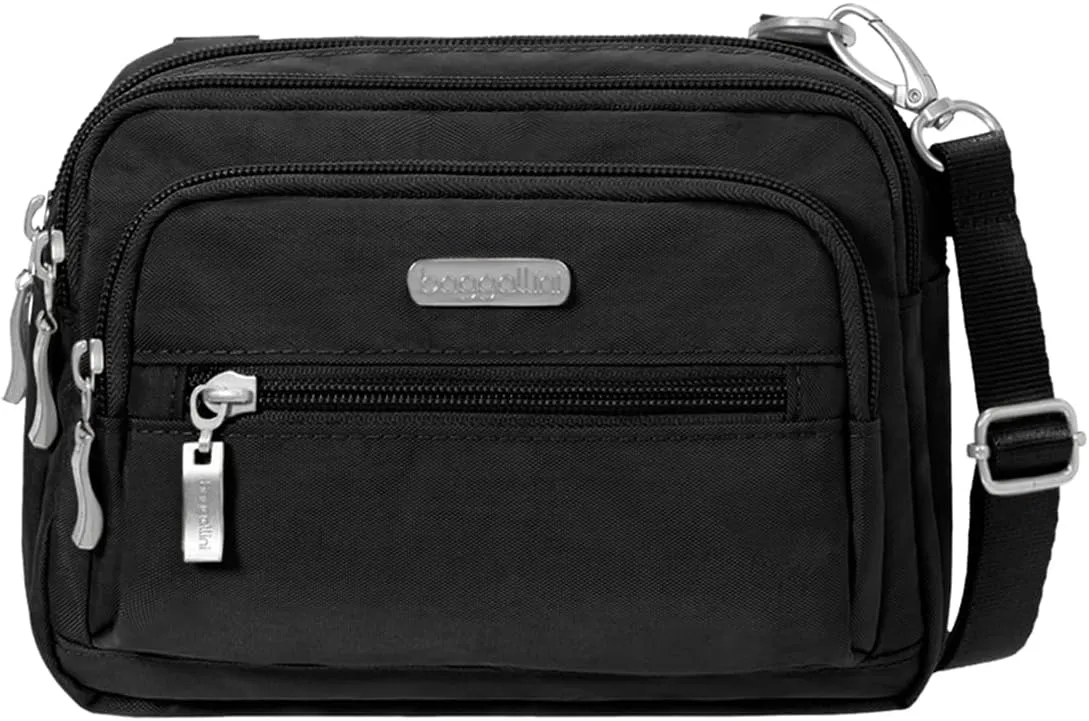 Baggallini Triple Zip Small Crossbody Bag for Women