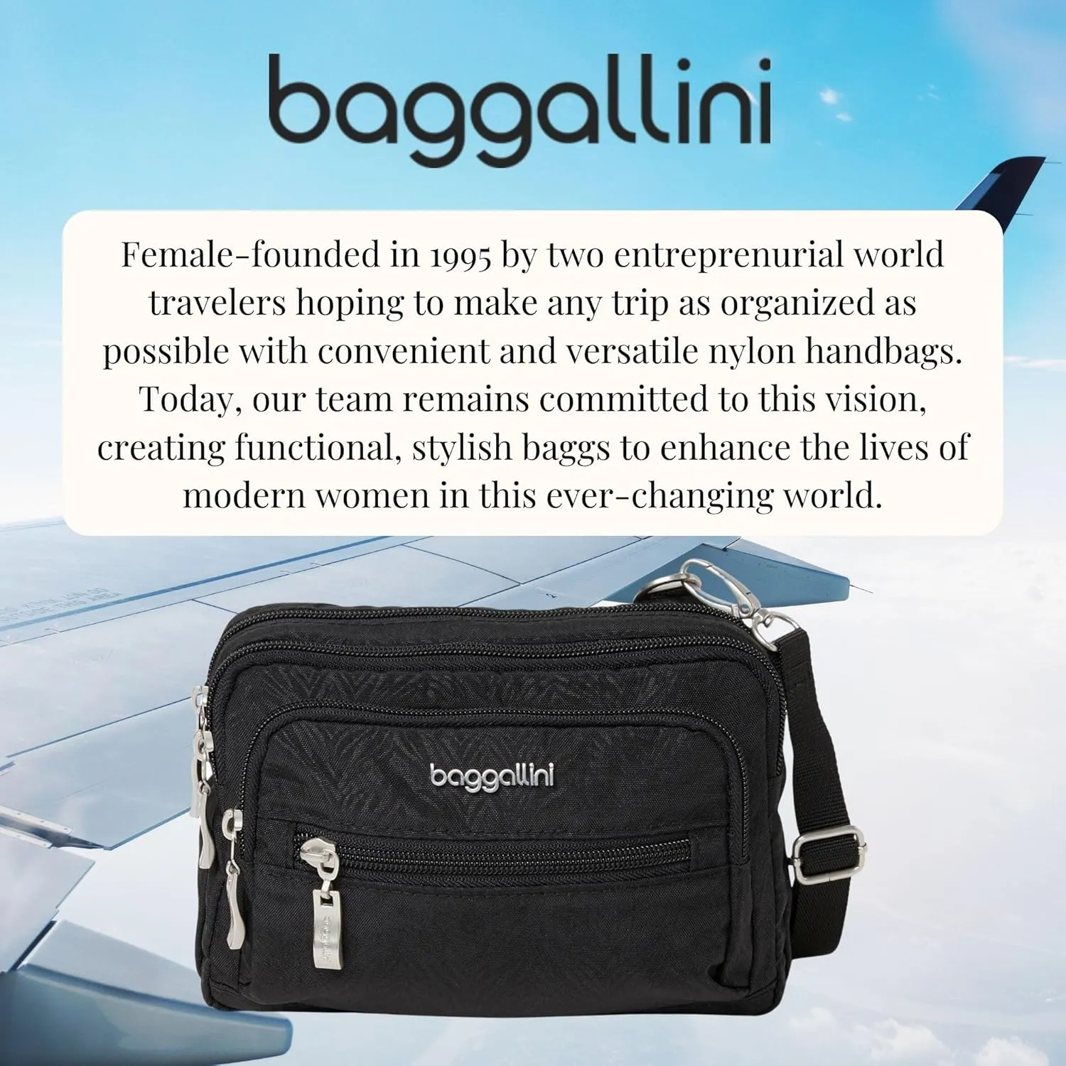 Baggallini Triple Zip Small Crossbody Bag