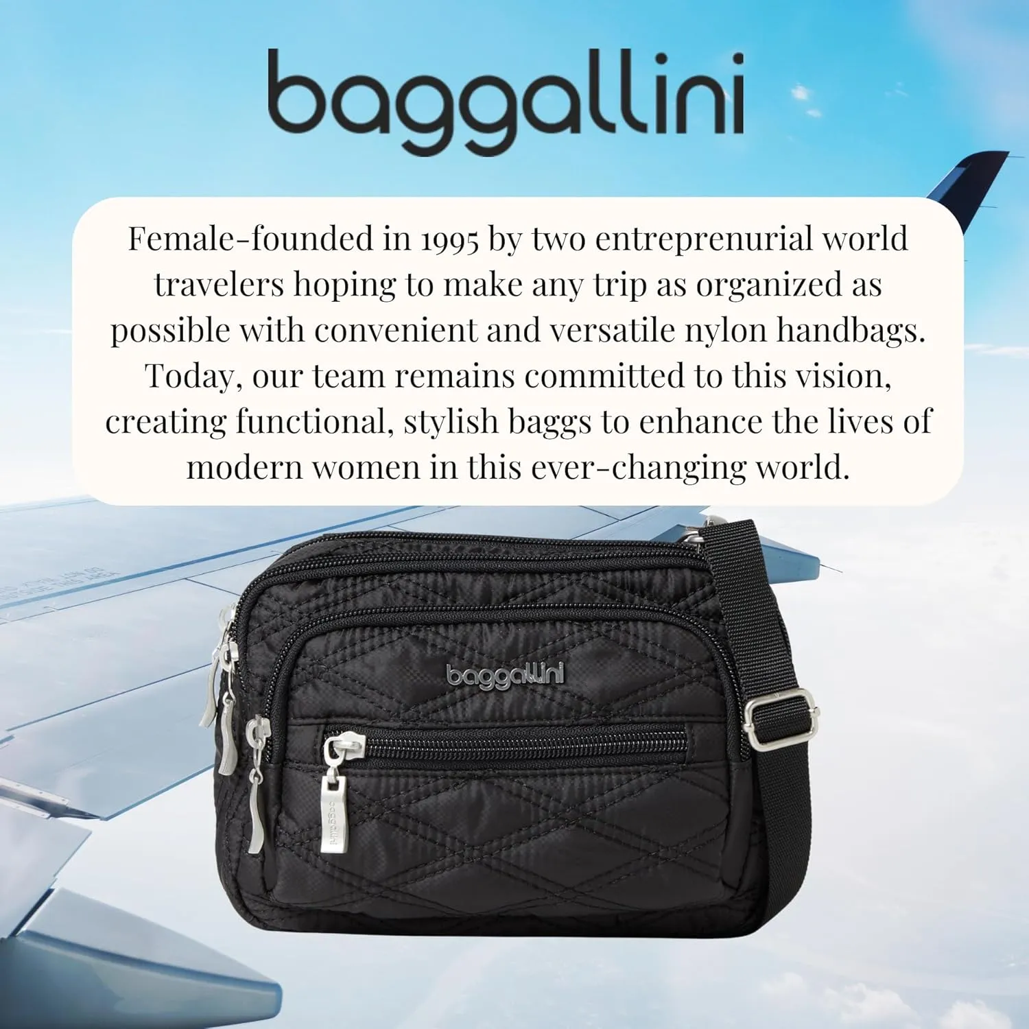 Baggallini Triple Zip Small Crossbody Bag