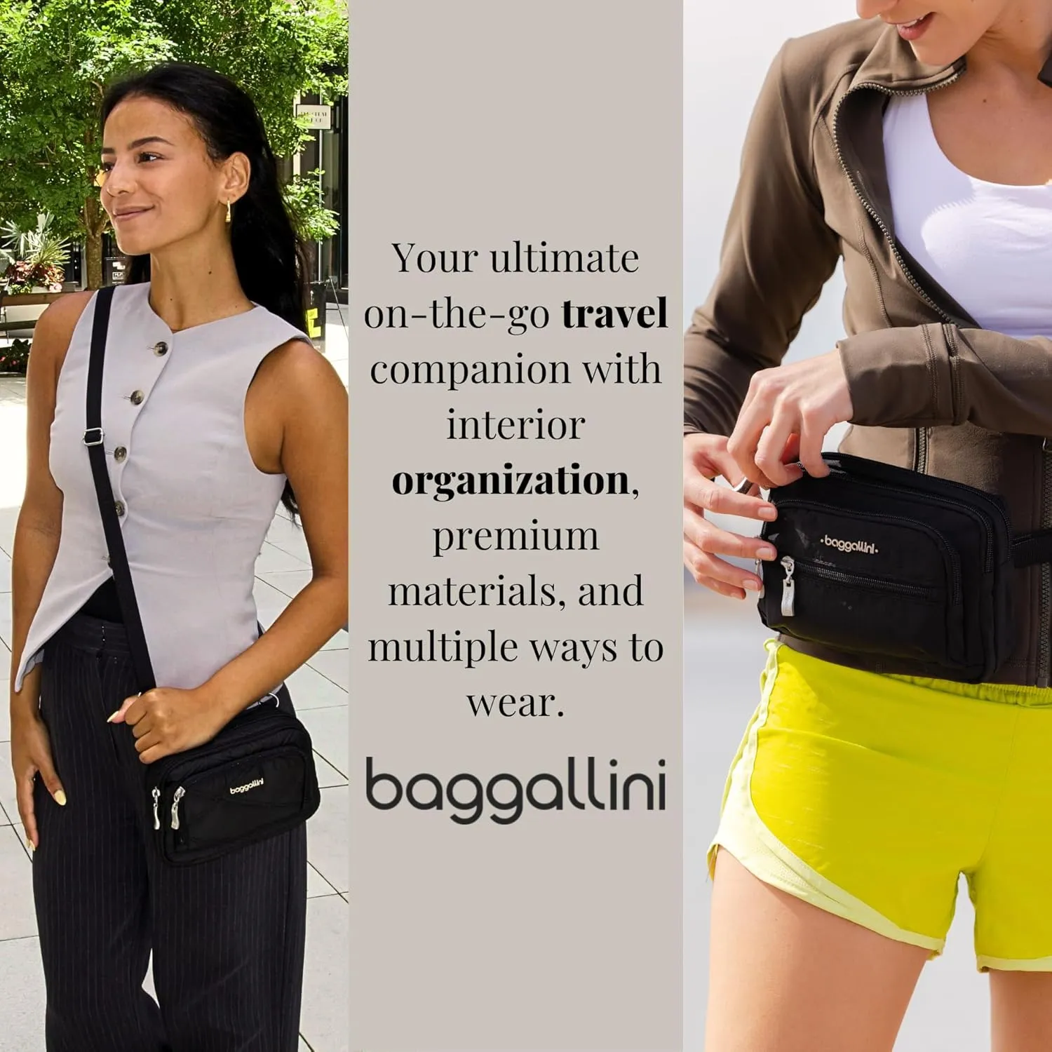 Baggallini Triple Zip Small Crossbody Bag