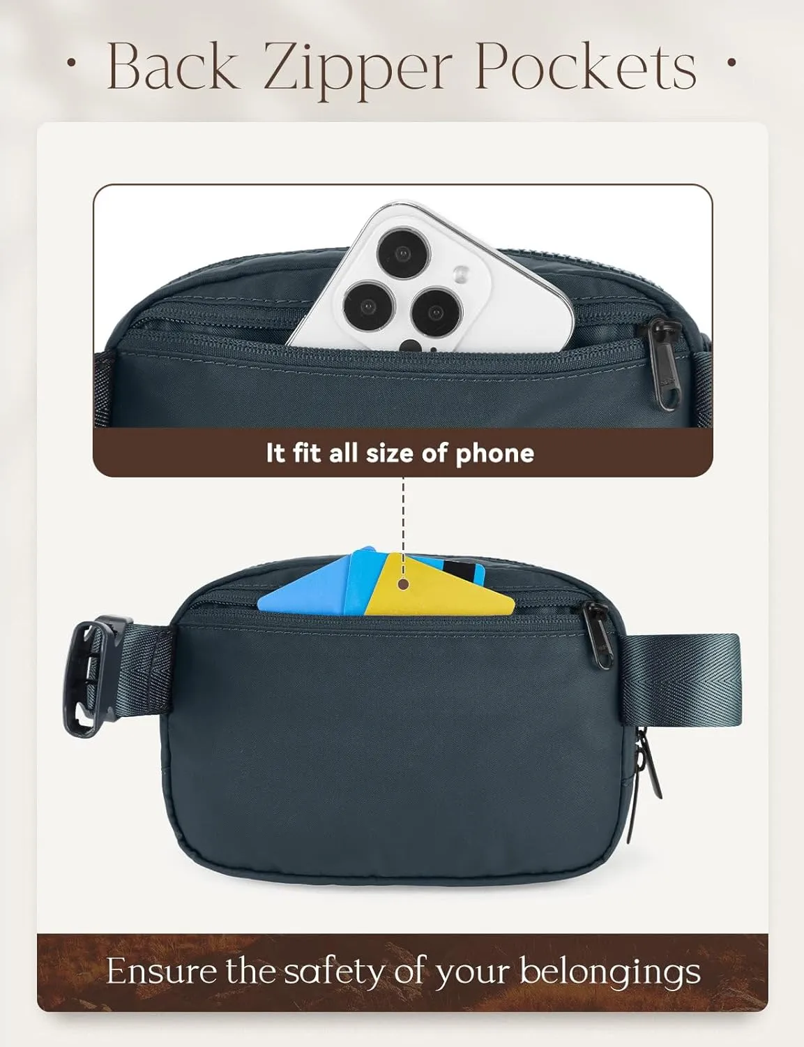 BALEAF Fanny Pack for Women Belt Bag Water Resistant Fashion Crossbody Waist Packs Adjustable Strap Gray 1L