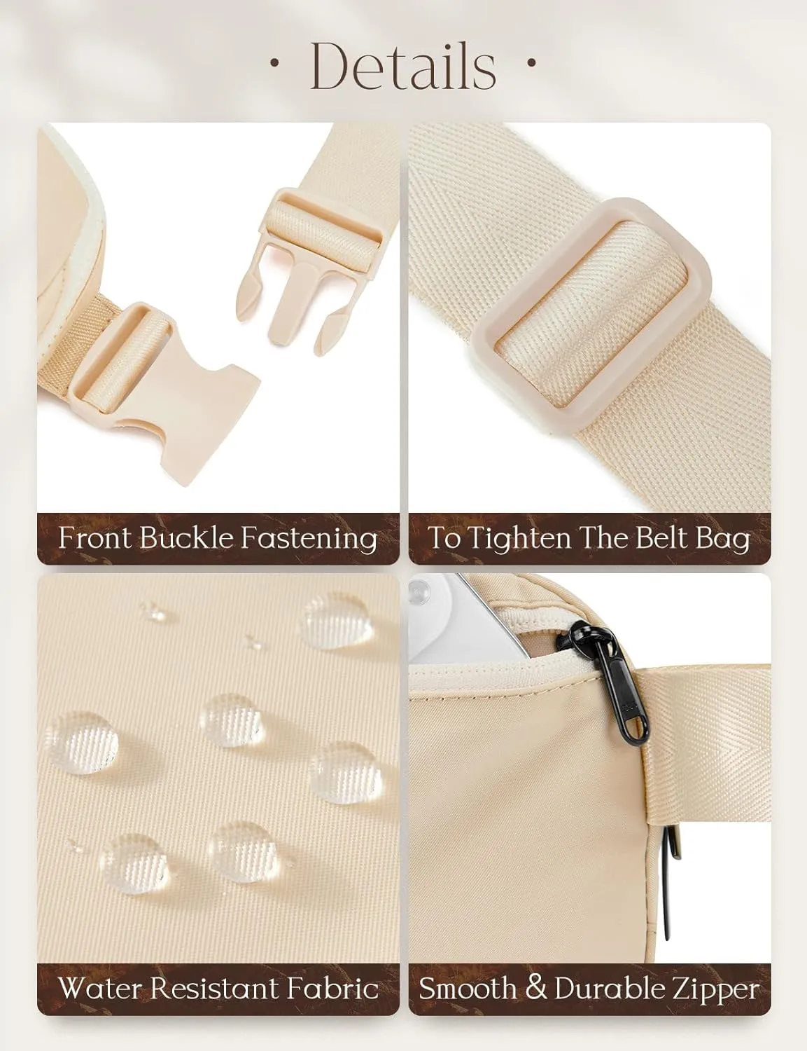 BALEAF Fanny Pack for Women Belt Bag Water Resistant Fashion Crossbody Waist Packs Adjustable Strap White 1L