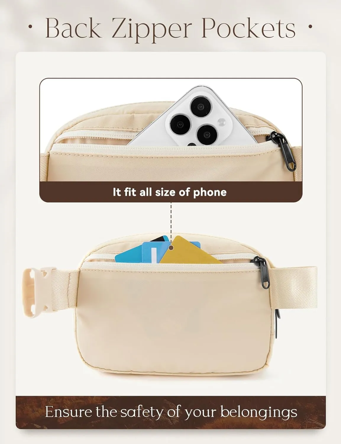 BALEAF Fanny Pack for Women Belt Bag Water Resistant Fashion Crossbody Waist Packs Adjustable Strap White 1L