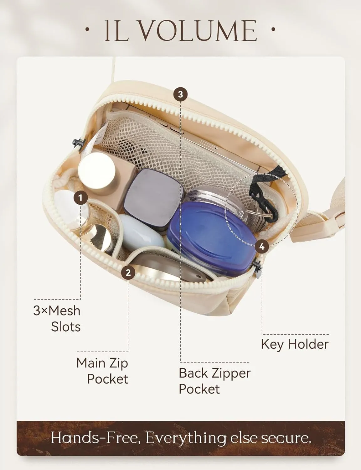 BALEAF Fanny Pack for Women Belt Bag Water Resistant Fashion Crossbody Waist Packs Adjustable Strap White 1L