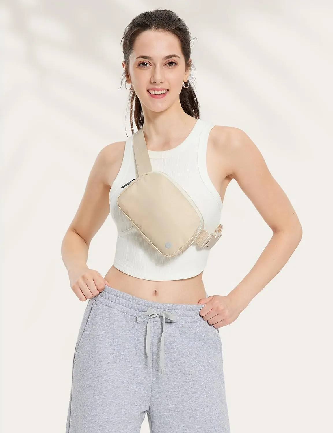 BALEAF Fanny Pack for Women Belt Bag Water Resistant Fashion Crossbody Waist Packs Adjustable Strap White 1L