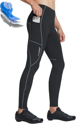 baleaf Men's Thermal Cycling Pants, 4D Padded Winter Bike Tights Fleece Lined Bicyble Riding Leggings