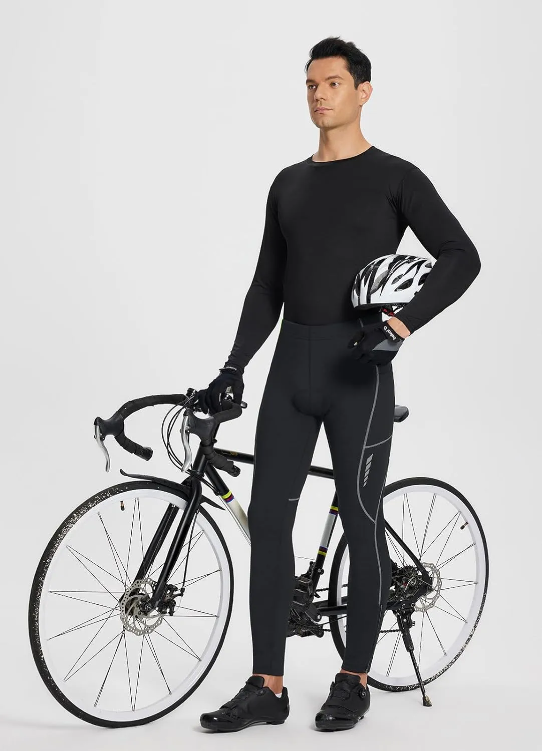 baleaf Men's Thermal Cycling Pants, 4D Padded Winter Bike Tights Fleece Lined Bicyble Riding Leggings