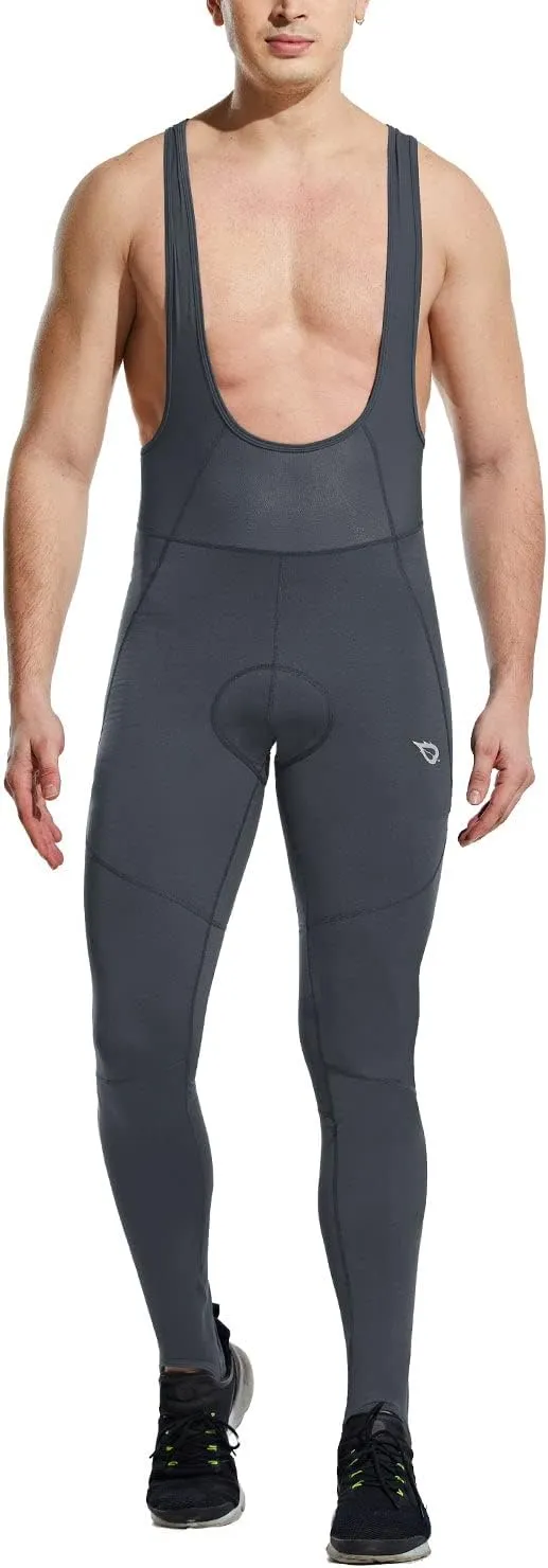 baleaf Men's Winter Cycling Bib Pants 4D Padded Thermal Water Resistant Bike Tights Cold Weather Warm Pockets