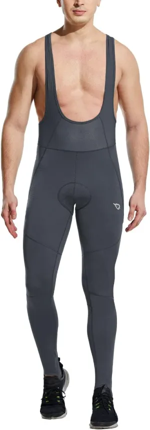 baleaf Men's Winter Cycling Bib Pants 4D Padded Thermal Water Resistant Bike Tights Cold Weather Warm Pockets
