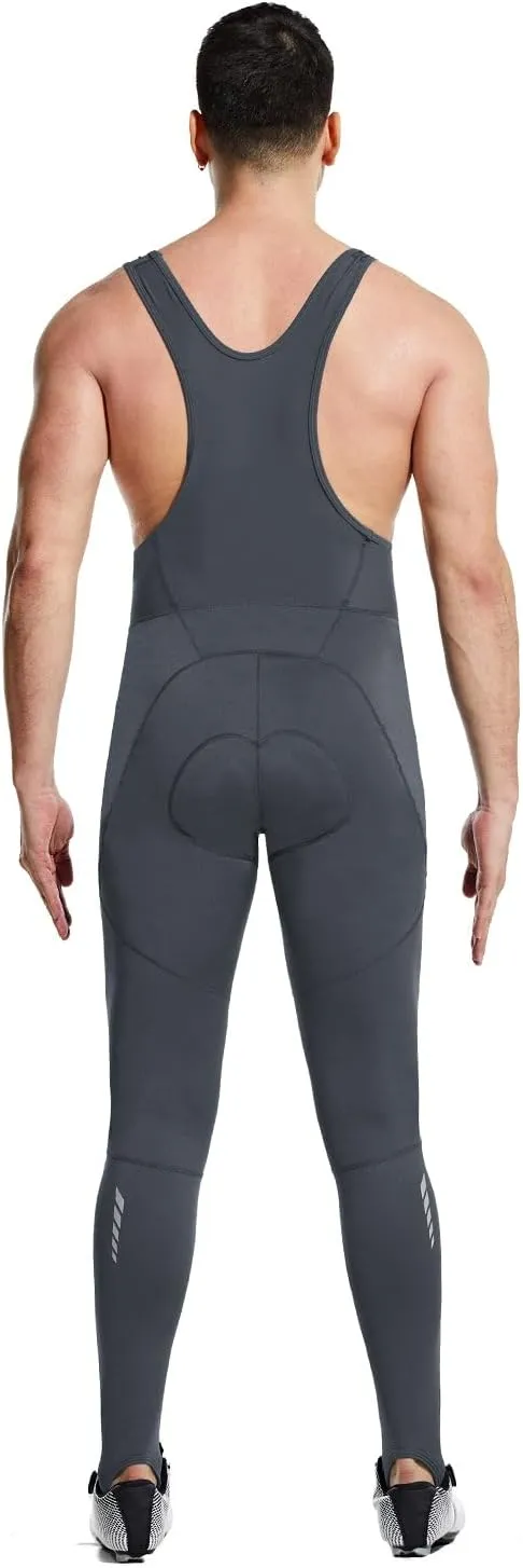 baleaf Men's Winter Cycling Bib Pants 4D Padded Thermal Water Resistant Bike Tights Cold Weather Warm Pockets