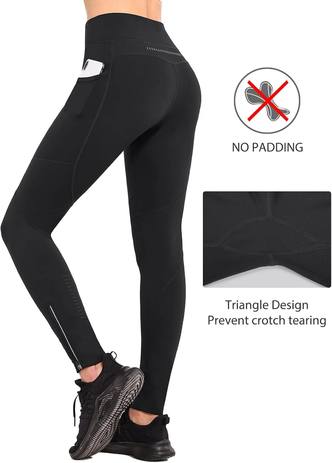 baleaf Women's Fleece Lined Leggings Water Resistant Winter Clothes Running Tights Cold Weather Hiking Pants Zip Pockets