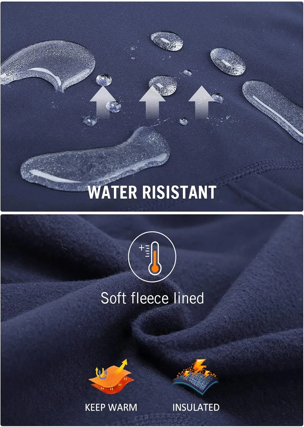 baleaf Women's Fleece Lined Leggings Water Resistant Winter Clothes Running Tights Cold Weather Hiking Pants Zip Pockets
