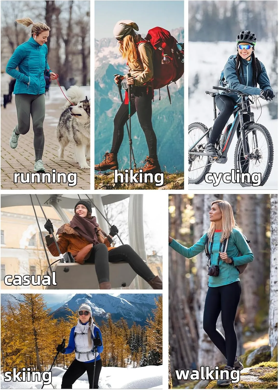 baleaf Women's Fleece Lined Leggings Water Resistant Winter Clothes Running Tights Cold Weather Hiking Pants Zip Pockets