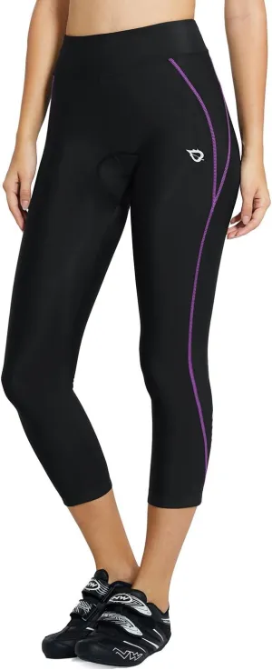 baleaf Women's Padded Bike Pants High Waist Cycling Shorts 3/4 Bicycle Capris Legging Zipper Pockets UPF 50 