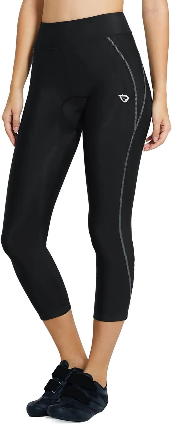 baleaf Women's Padded Bike Pants High Waist Cycling Shorts 3/4 Bicycle Capris Legging Zipper Pockets UPF 50 