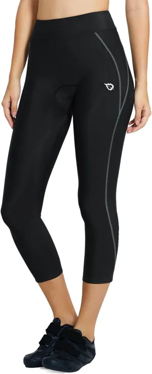baleaf Women's Padded Bike Pants High Waist Cycling Shorts 3/4 Bicycle Capris Legging Zipper Pockets UPF 50 
