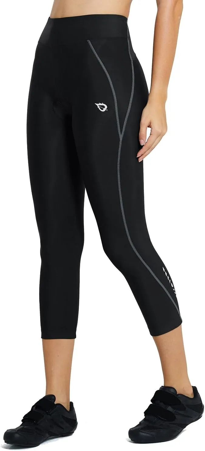 baleaf Women's Padded Bike Pants High Waist Cycling Shorts 3/4 Bicycle Capris Legging Zipper Pockets UPF 50 