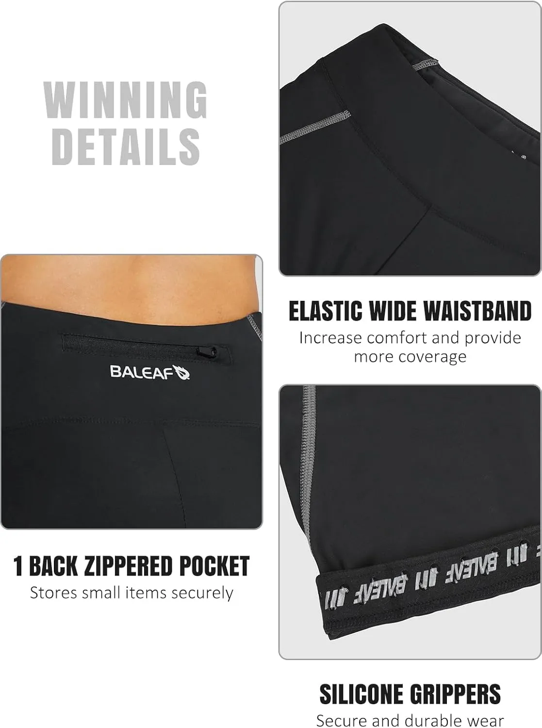 baleaf Women's Padded Bike Pants High Waist Cycling Shorts 3/4 Bicycle Capris Legging Zipper Pockets UPF 50 