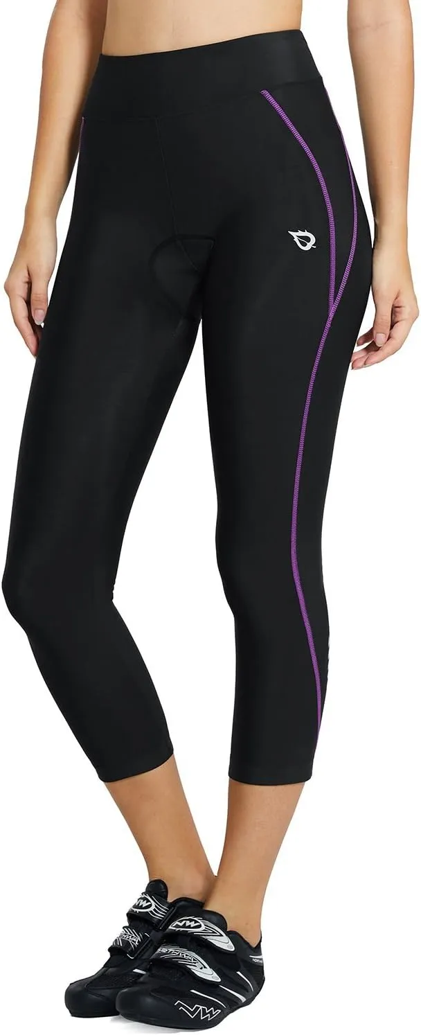baleaf Women's Padded Bike Pants High Waist Cycling Shorts 3/4 Bicycle Capris Legging Zipper Pockets UPF 50 