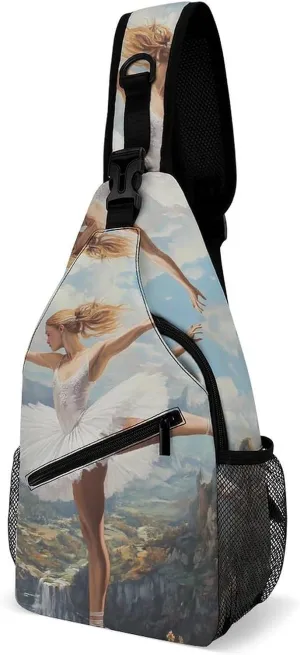 Ballet Dancer Ballerina on The Cliff Chest Bag for Men Backpack Crossbody Sling Bags Travel Daypack for Outdoors Hiking