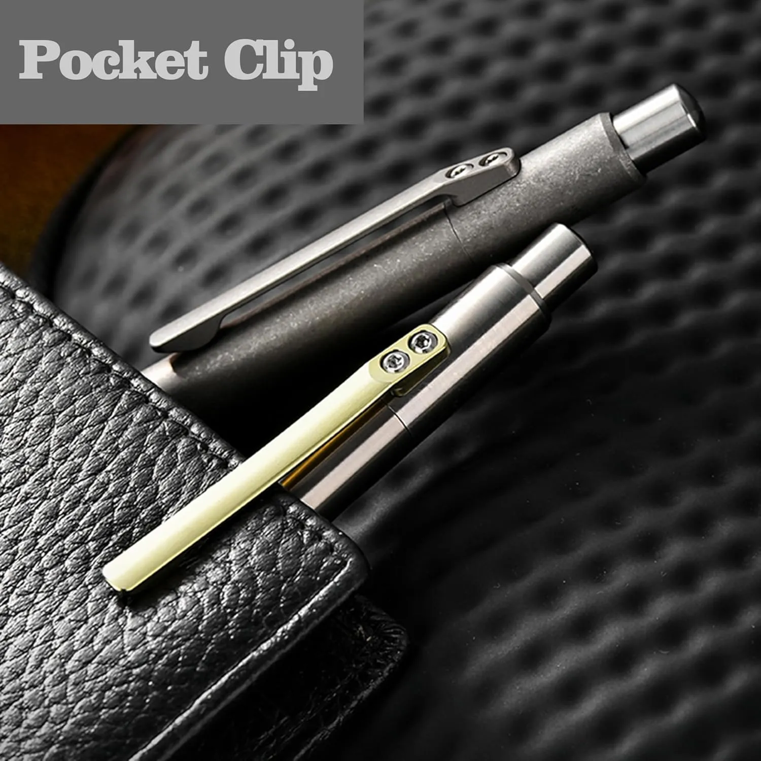 Ballpoint Pen 5.39" Length Titanium Alloy Ballpoint Pen with Clip Writing Pocket Pen for Business Office Daily Use