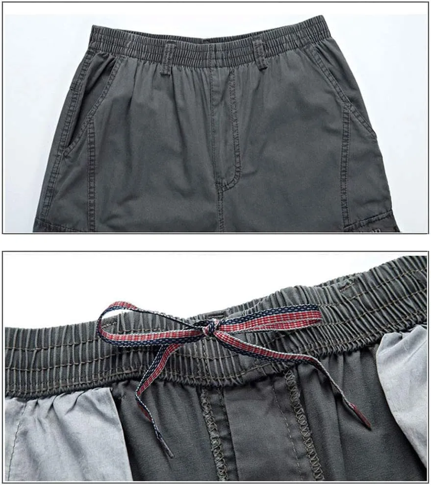 Banana Bucket Men's Full Elastic Waist Loose Fit Lightweight Workwear Pull On Cargo Pants