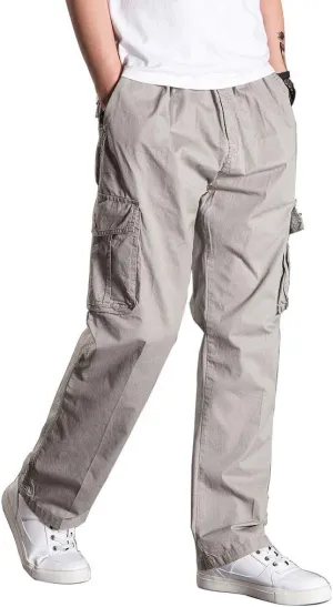 Banana Bucket Men's Full Elastic Waist Loose Fit Lightweight Workwear Pull On Cargo Pants
