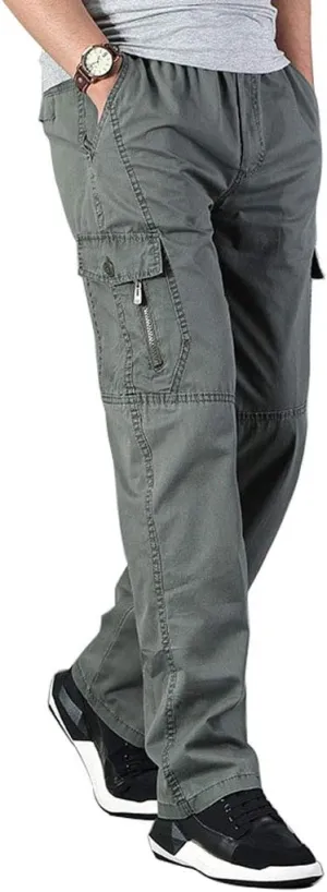 Banana Bucket Men's Full Elastic Waist Loose Fit Lightweight Workwear Pull On Cargo Pants