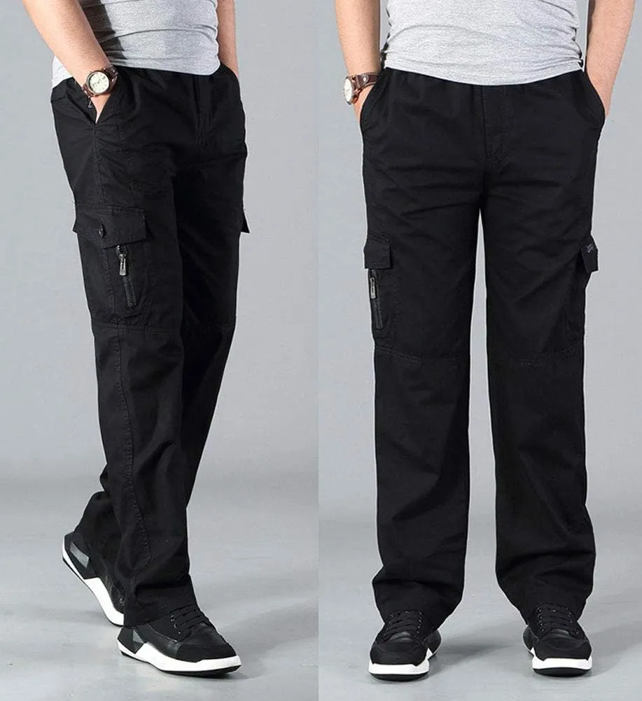 Banana Bucket Men's Full Elastic Waist Loose Fit Lightweight Workwear Pull On Cargo Pants