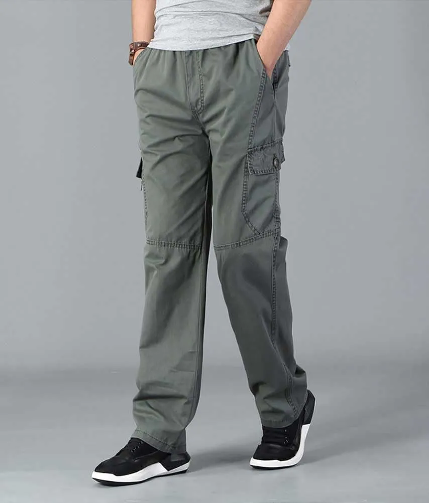 Banana Bucket Men's Full Elastic Waist Loose Fit Lightweight Workwear Pull On Cargo Pants